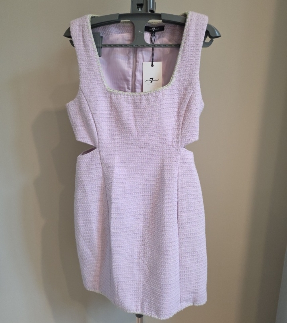 7 For All Mankind Lilac Textured Cutout Mini Dress